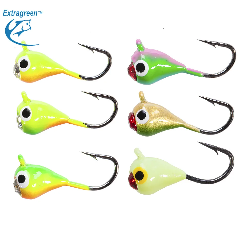 

Extragreen Winter Ice Jig Lure Tear Drop Crystal Head Jig Kit 1.5cm 1.1g Ice Fishing Lure Ice Jig Tackle EGHK02