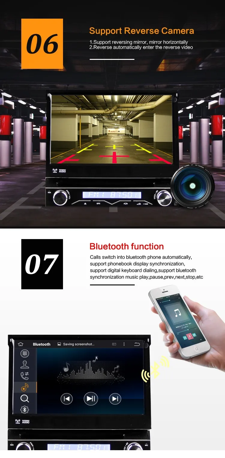 Sale Eunavi Universal 7" 1 Din 2G RAM Android 6.0 Quad Core Car DVD Radio Stereo GPS Navigation With WIFI Steering wheel control 4