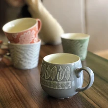 Креативная керамическая кружка, простая рельефная кофейная чашка с листьями, чашка для молока, чашка для завтрака, домашний офис, забавные подарки, Прямая поставка
