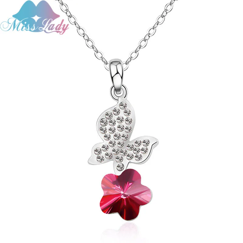 Miss Lady New Charm Style Double flower Butterfly Pendant ...