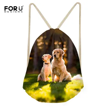 

FORUDESIGNS Dog Printed Drawstring Bag For Women Casual Backpack Kawaii Men Travel Storage Bags Summer School Girls Boys Bagpack