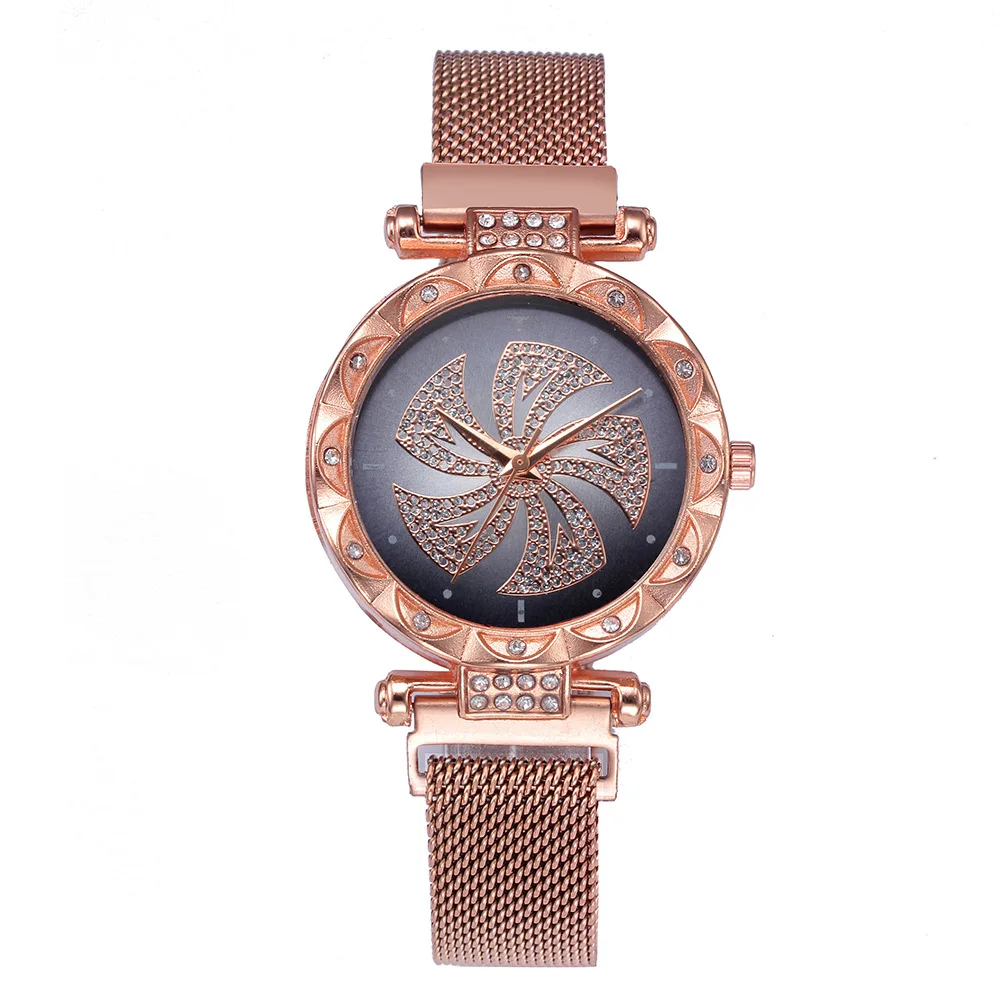 

Women Magnet Watch Rose Gold Lucky Hot Wheels Watch Luxury Diamond Female Clock Ladies Stainless Steel Quartz Watch reloj mujer