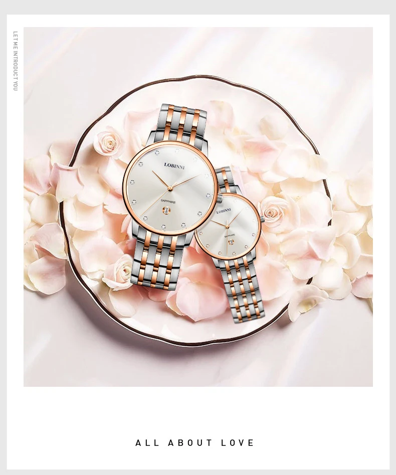 Швейцарские роскошные брендовые наручные часы LOBINNI 7 мм ультра-тонкие кварцевые часы мужские модные влюбленные стильные водонепроницаемые часы L3010M