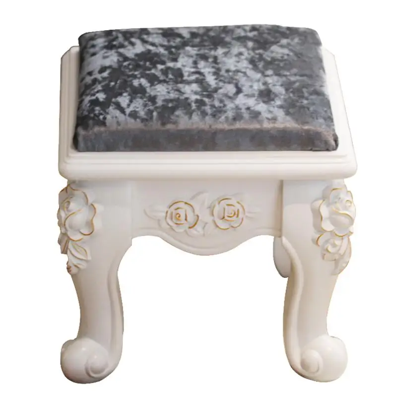 

European Carved Change Shoes Stool Resin Dressing Stools Removable Chair Cover with Flannel +Comfortable Sponge Pad