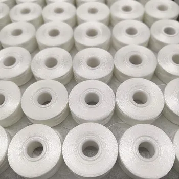 100% Polyester Sideless Embroidery Bobbin Thread 144pcs/box Size L White/ Black 70D/2 Sideless Prewound Bobbins for Embroidery 1