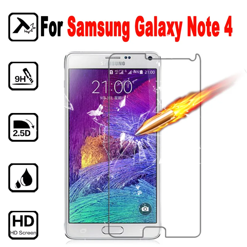 

For Samsung Galaxy Note4 N 9100 Tempered Glass Protective Film Tremp Screen Protector Glas On For Galaxy Note 4 N9100 case 9H