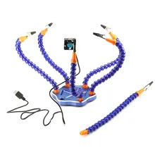 Realacc Extraño Tercera Mano Seis Brazo de Soldadura Con $ number USB Ventilador Para RC Aviones No Tripulados Cámara Accesorios