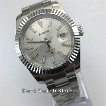 

40mm White Dial Stainless Steel Strap Sliver case Automatic Men Watch W2890