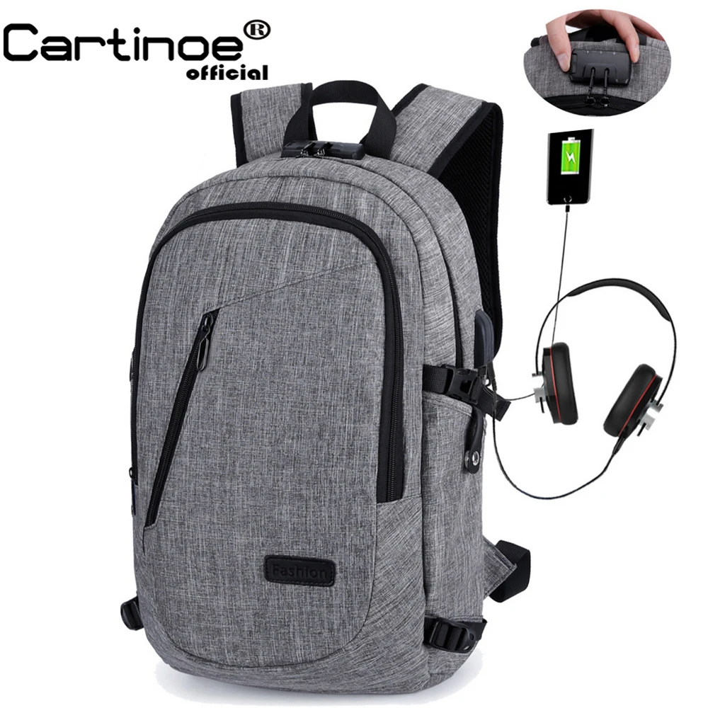 

Cartinoe anti theft backpack USB Charge Lockable daypack Men 15.6inch Laptop Backpack School Bag Mochila Leisure Travel Backpack
