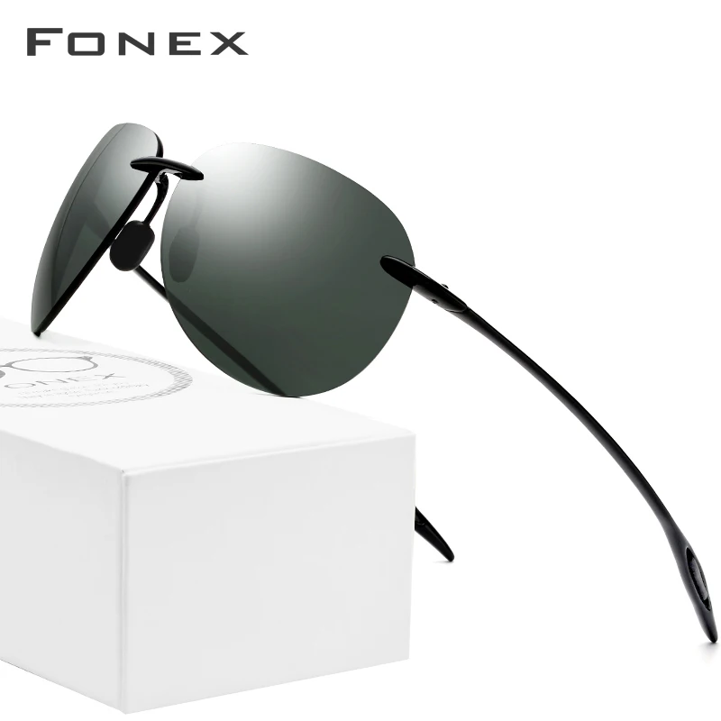 FONEX Ultem TR90 солнцезащитные очки без оправы мужские зеркальные авиа Пилот солнцезащитные очки для женщин с нейлоновыми линзами 1606(не поляризованные