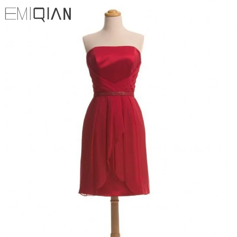 Aliexpress.com : Buy Freeshipping Real Photos Simple Strapless Knee length Satin Wedding Party