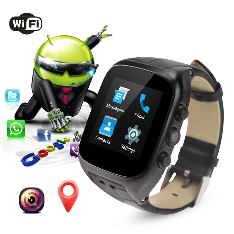 X01S 8GB Bluetooth Smart Watch Android  Phone Relogios Invictas Heart Rate Monitor Camera WCDMA 3G SIM GPS Wifi Google PlayStore