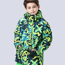 Детская Лыжная куртка, зеленая, желтая, с рисунками, для детей, для подростков, для спорта на открытом воздухе, куртка для сноуборда, лыжного спорта, водонепроницаемая, 10 k, теплая