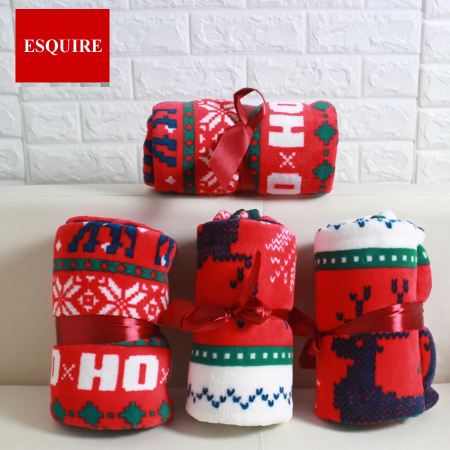 Коралловое флисовое красное рождественское покрывало HOHOHO SNOW JOYOUS DEER новогоднее