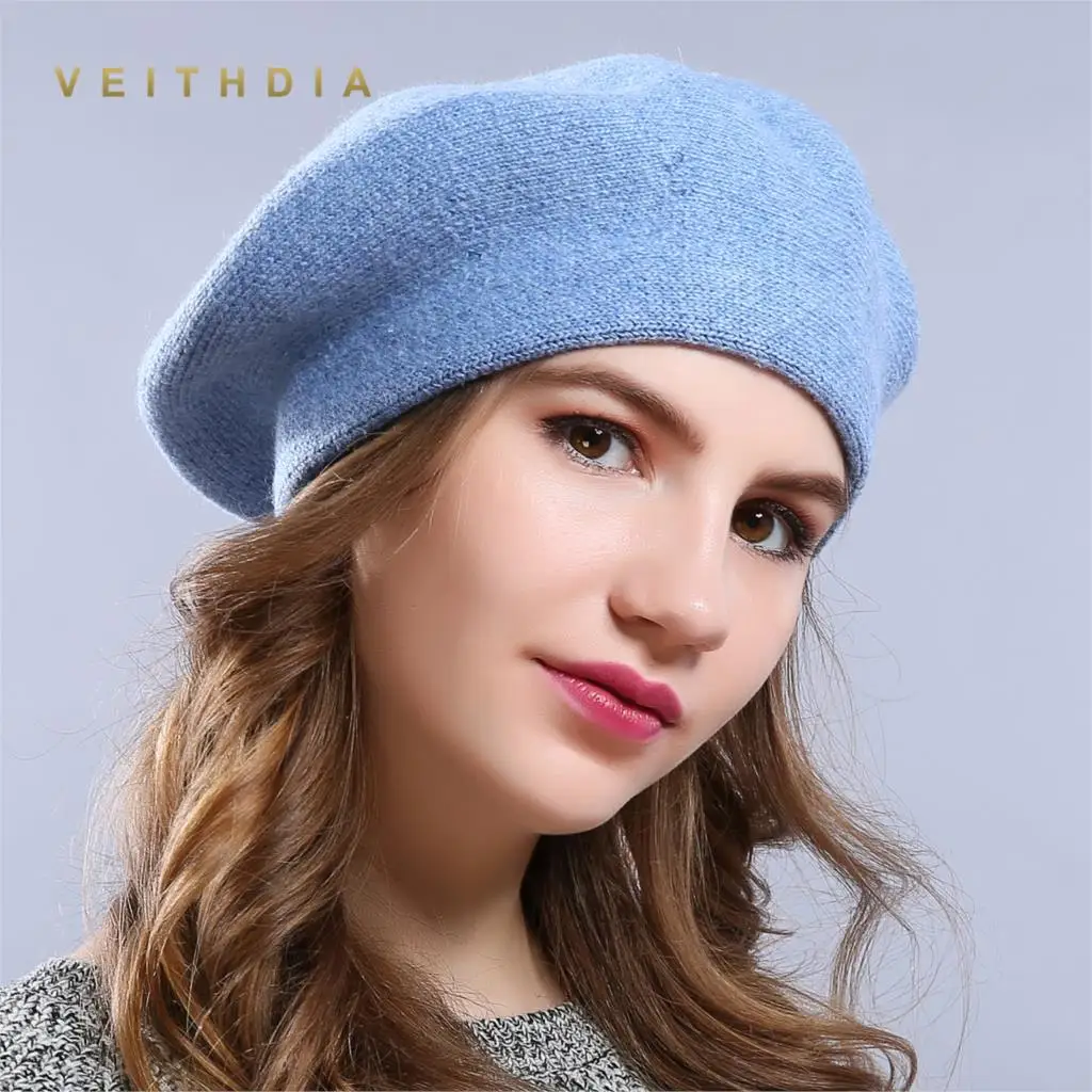 VEITHDIA, новые зимние шапки-береты, однотонные, шерстяные, кашемировые, женские, теплые, брендовые, повседневные, высокое качество, женские, Vogue, вязаные шапки для девочек, шапка