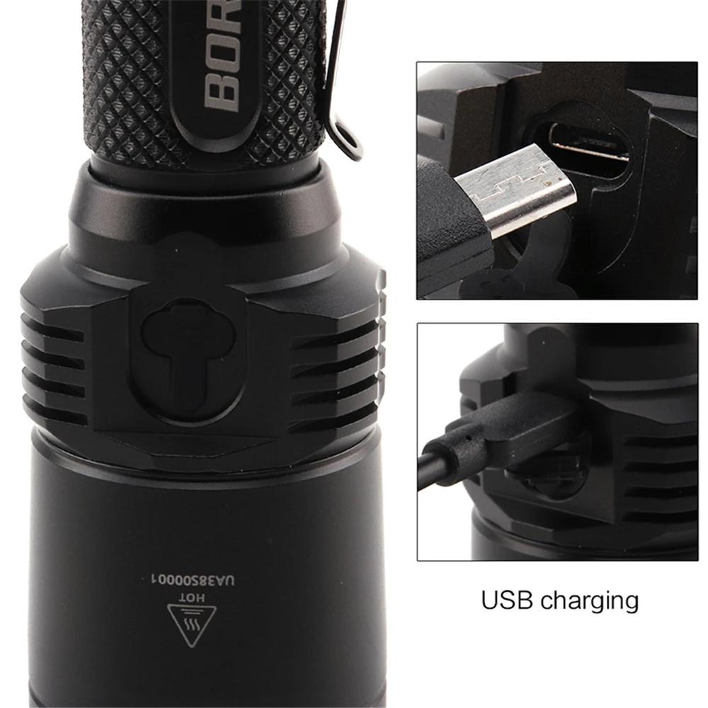  BORUiT BC09 Powerful XP-L2 LED Tactical Flashlight Red Green UV Blue LED Torch Rechargeable 11-Mode - 4000030260705