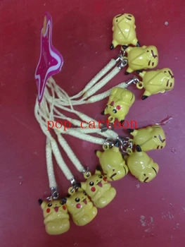 

New 50 Pcs Cute Pocket Monsters Cartoon key chain Cell Phone Strap Bell Charm 1-2cm Free Shipping MH006