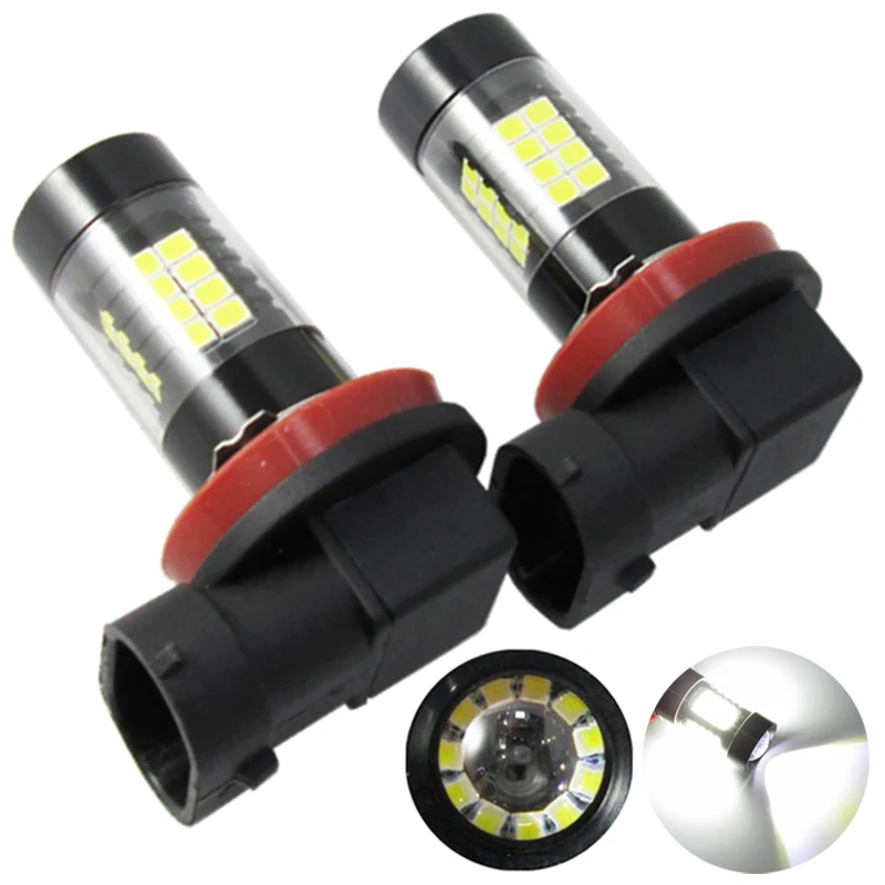 

High Power!! 2PCS H8 H11 43W 3014 32 SMD + 11 SMD 2835 900lm 43led CANBUS fog light bulbs with led lens H11 DRL Fog Lamp 12V
