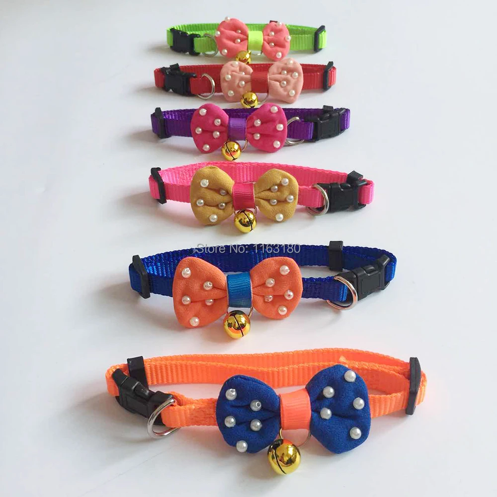 

36pcs/lot Safety Dog Cat Pet Collar Cute Bow Tie Dog Collars With Bell Puppy Kitten Necktie Collar Pet Supplies Free Shipping