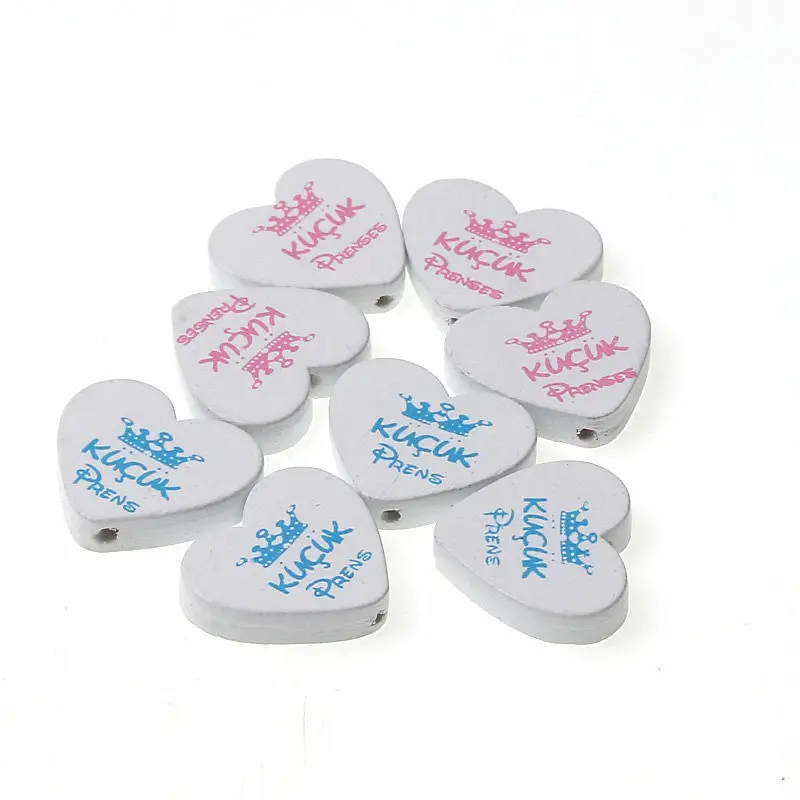 

Natural Wood Crown Pattern Heart Loose Wooden Beads For Jewelry Making Necklace Mixed Color 30pcs 20x23mm