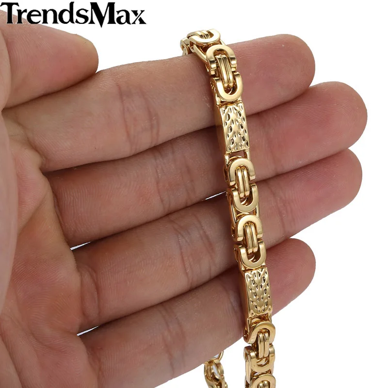 Trendsmax золото Византийская цепь для мужчин нержавеющая сталь цепочки и ожерелья