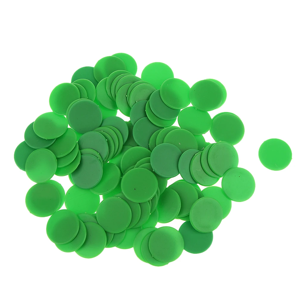High Quality 100 x 18mm New Plastic Counters Board Game Tiddlywinks Teaching Aid Green Plastic Counters Board Game  