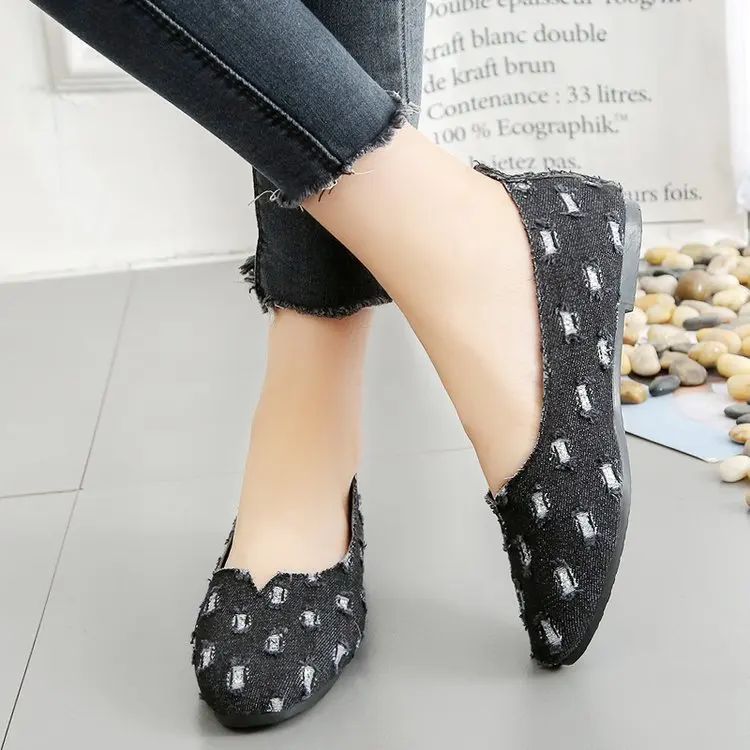 

Women Casual Shoes For Women Flat Shoes Zapatos Mujer 3- Colors High quality 2019 New Fashion Denim fabric W55