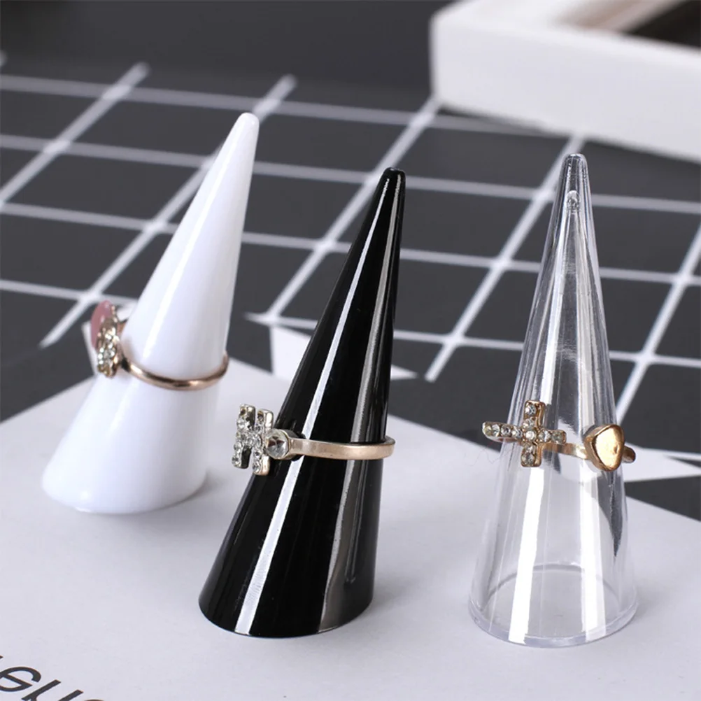 

5pcs Cone-shaped Jewelry Ring Display Holder Hollow Acrylic Jewelry Stand