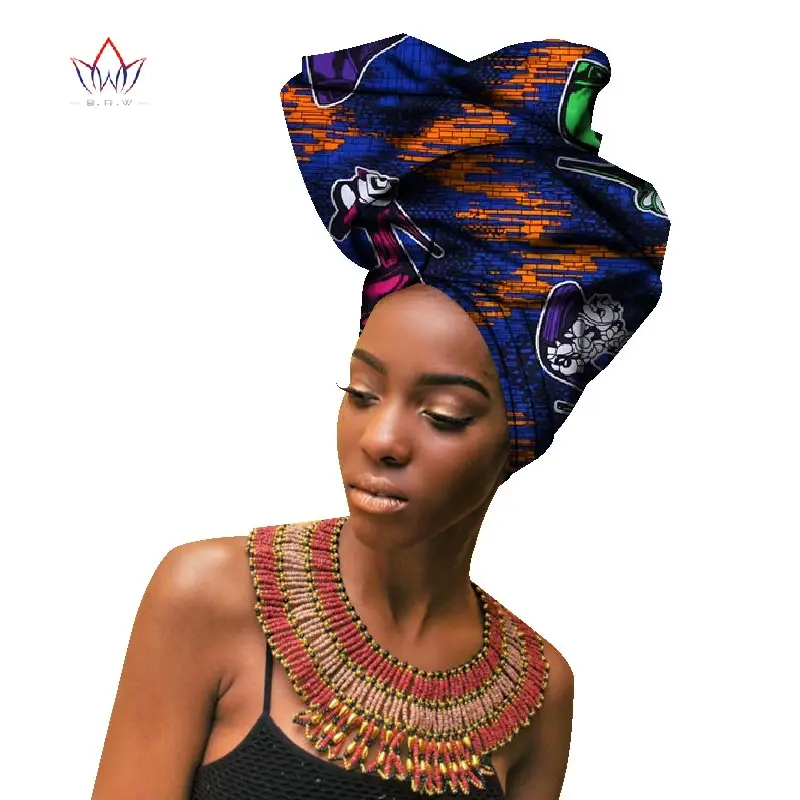 Модные африканские головные уборы для женский платок на голову для леди высокое качество хлопок женские головные уборы аксессуары WYB141 - Цвет: 34