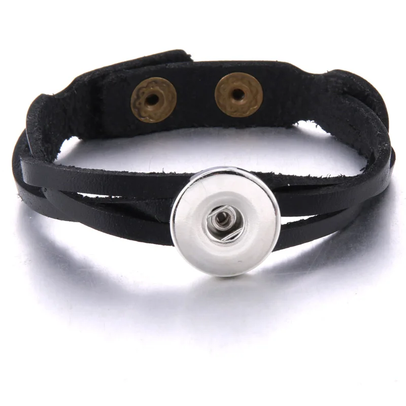 18mm black 21 см регулируемый ювелирный браслет с защелкой, винтажный плетеный браслет из натуральной кожи, подходит для 18 мм, ювелирное изделие для женщин 9393 - Окраска металла: 18mm black