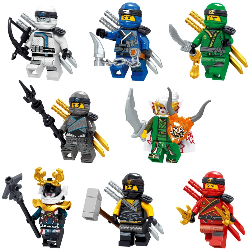 2018 NEW 8PCS Compatible LegoINGlys NinjagoINGlys Nya Lloyd Jay Zane Kai Cole Harumi Samurai X Model