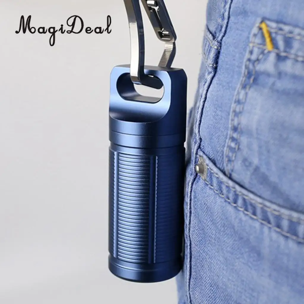 3 Pieces Titanium Waterproof Mini Pill Case Box Capsule Tablet Match Bottle for Men Women Outdoor Camping Travel