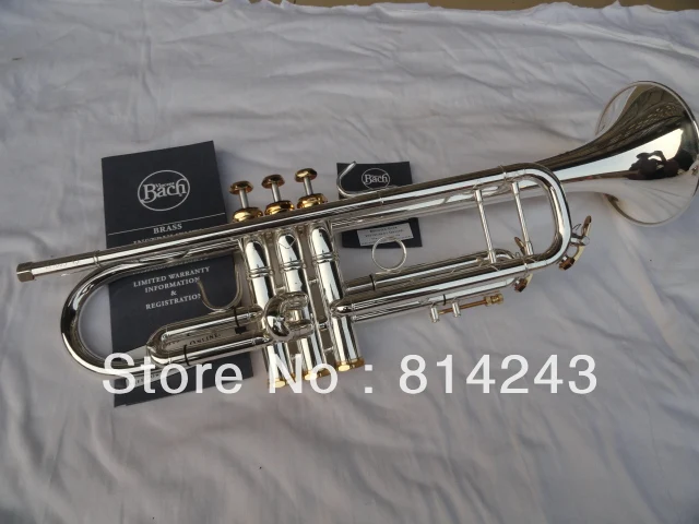 Best price at $332 Cheap Brand Bach Bb Trumpet 180 S-43 The Little Instrument Surface Silver Plated Professional Brass Instruments Bb Trumpet With Case