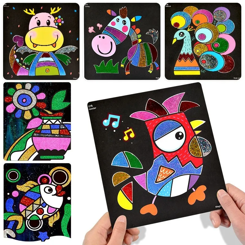 

Kids Rainbow Paper DIY Painting Artistic Educational Toys For Children Muilticolors Manual Magic Sticker Drawing Toy Girls Toy