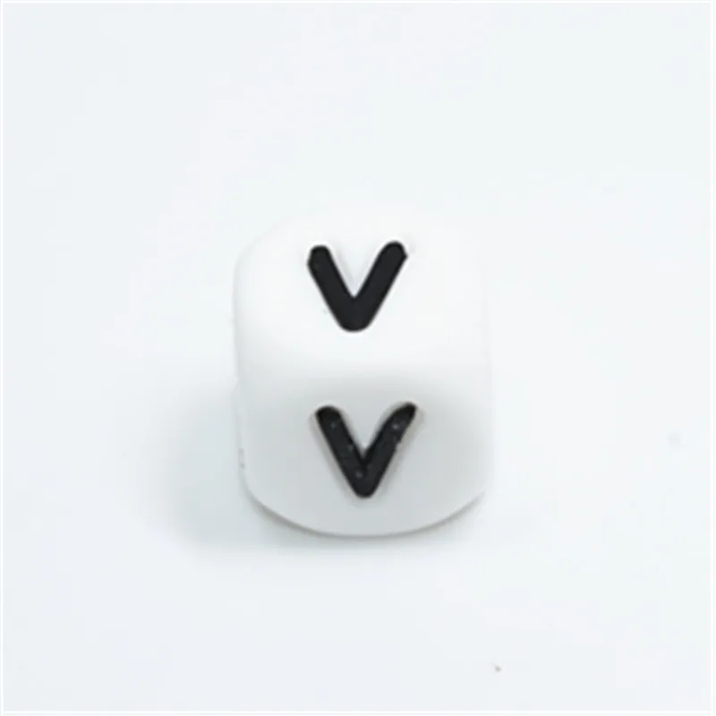 10 Pz V Silicone Lettere Di Alfabeto Inglese Perline 12Mm Collana Di Dentizione Del Bambino Accessori Food Grade Silicone Lettere Bpa Libero