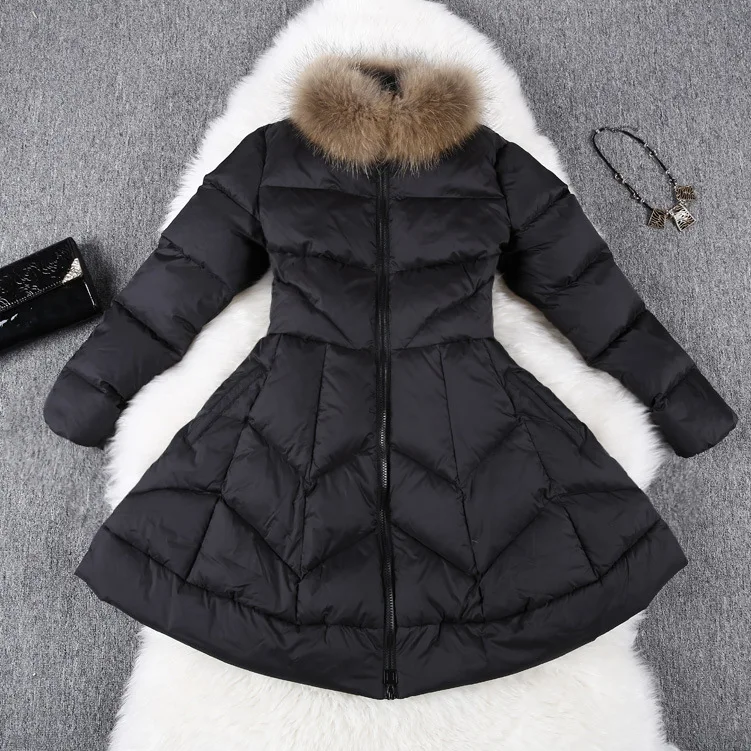 ENGAYI Brand Real Fur Women Winter Thick Down 100 White Duck Warm