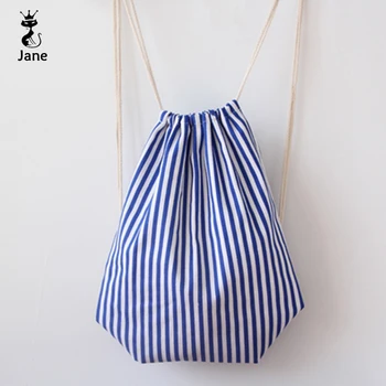 

Women Backpack Canvas Bag for School Teenagers blue white Back Pack Drawstring Bag Fold over Backpack female Travel Bag Rucksack