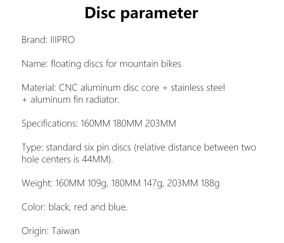 IIIPRO MTB/дорожный велосипед велосипедный дисковый тормоз охлаждения плавающий ротор 140/160/180/203 мм горный велосипед 6 болтов рассеивания тепла 1 шт