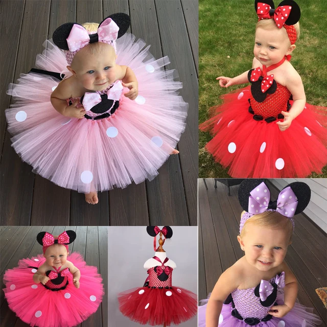 Robe de princesse Minnie Tutu pour bébés filles, costume de Minnie Mouse  avec bande de sauna, vêtements de cosplay d'Halloween à pois - AliExpress