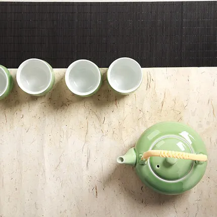  Ceramic Kung Fu Tea Set Celadon Big Lifting Beam Pot Portable Teapot Complete Set Tea Set Office Ho