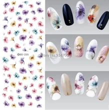 DS255 DIY Designer Water Transfer Nails Art Sticker Colorful Purple Fantacy Flowers Nail Stickers Wraps Foil Sticker manicure