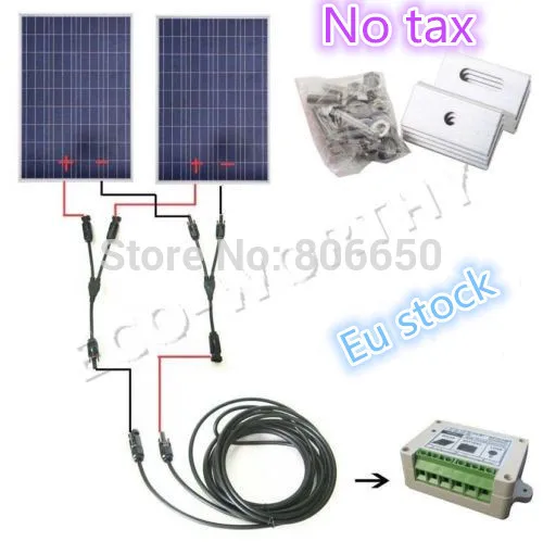 

UK Stock 200w Solar System For Home EU Stock COMPLETE KIT 200W Solar Panel Cells Off Grid System