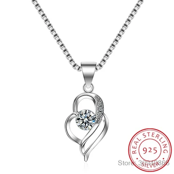 

925 Sterling Silver Chain Choker Necklace Luxury Crystal CZ Love Heart Pendant Necklaces For Women Party Jewelry Gifts