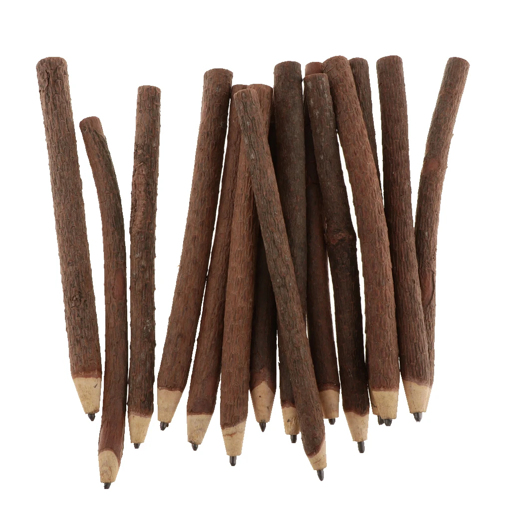 15pcs Shabby Chic Wooden Pencil Branch and Twig Graphite Pencil Crafts Writing Tool Decorative Stationery Novelty Gift 