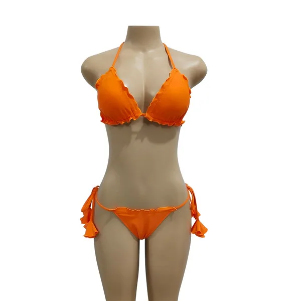 Сексуальные стринги с высокой талией, комплект бикини, бразильский купальник с пуш-ап, комплект из двух предметов, купальник для женщин, одежда для плавания с кисточками, купальный костюм - Цвет: Orange