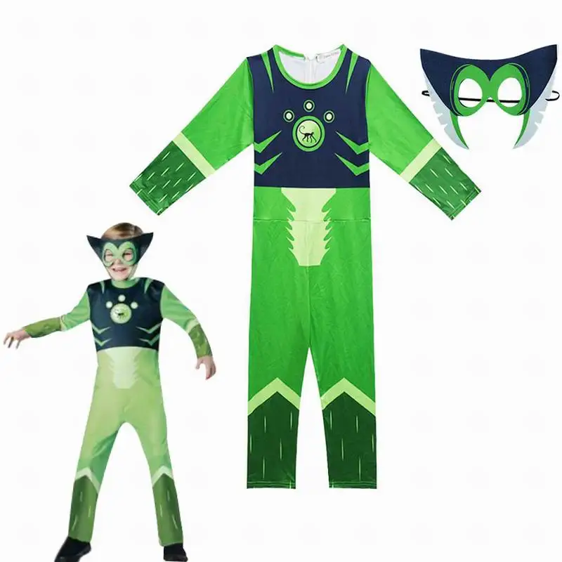 

Green Wild Kratts Cosplay Costume Boy Jumpsuits&Mask 2PCS Kids Halloween Fancy Dress Children Wild Kratts Costumes Streetwear