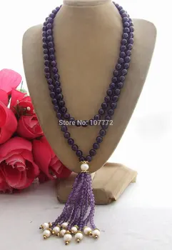 

Excellent! Pearl&artificial Purple crystal Necklace free +shipment