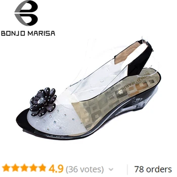 

BONJOMARISA Big Size 34-43 Factory Price Rome stylish high quality fashion wedge heel sandals dress casual shoes sandals XB140