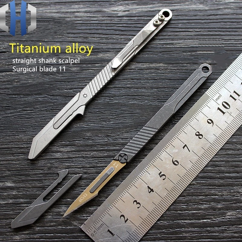 

Original Titanium Alloy Straight Shank Scalpel EDC Mini Utility Knife Out Of The Box Outdoor Small Straight Knife