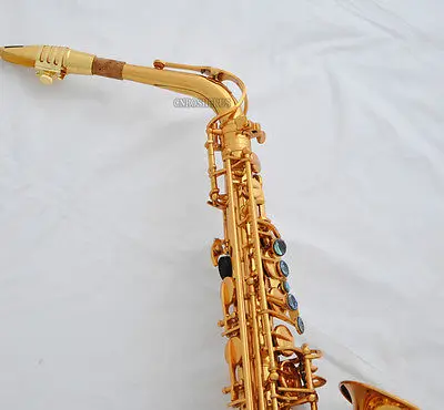 Профессиональный золотой 54 ссылок Eb альт саксофон сакс с металла мундштук|saxophone
